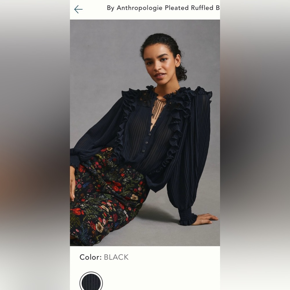 Anthropologie pleated ruffled blouse